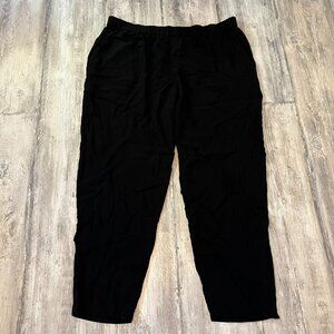 Eileen Fisher 100% Silk Black Pants, Tapered Pull-On Style, Size Large